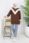 Desenli Triko Tunik S3017 Kahverengi