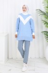 Desenli Triko Tunik S3017 Mavi Desenli Triko Tunik S3017 Mavi