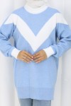 Desenli Triko Tunik S3017 Mavi Desenli Triko Tunik S3017 Mavi