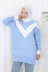 Desenli Triko Tunik S3017 Mavi Desenli Triko Tunik S3017 Mavi