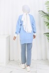 Desenli Triko Tunik S3017 Mavi Desenli Triko Tunik S3017 Mavi