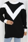 Desenli Triko Tunik S3017 Siyah Desenli Triko Tunik S3017 Siyah