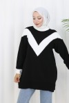 Desenli Triko Tunik S3017 Siyah Desenli Triko Tunik S3017 Siyah