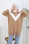 Desenli Triko Tunik S3017 Vizon Desenli Triko Tunik S3017 Vizon