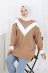 Desenli Triko Tunik S3017 Vizon Desenli Triko Tunik S3017 Vizon