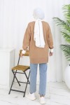 Desenli Triko Tunik S3017 Vizon Desenli Triko Tunik S3017 Vizon