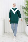 Desenli Triko Tunik S3017 Zümrüt Yeşili Desenli Triko Tunik S3017 Zümrüt Yeşili