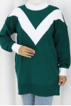 Desenli Triko Tunik S3017 Zümrüt Yeşili Desenli Triko Tunik S3017 Zümrüt Yeşili