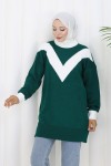 Desenli Triko Tunik S3017 Zümrüt Yeşili Desenli Triko Tunik S3017 Zümrüt Yeşili