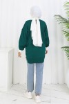 Desenli Triko Tunik S3017 Zümrüt Yeşili Desenli Triko Tunik S3017 Zümrüt Yeşili