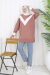 Desenli Triko Tunik S3017 Gül Desenli Triko Tunik S3017 Gül