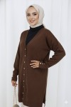 Desenli Uzun Merserize Hırka N3198 Kahverengi Desenli Uzun Merserize Hırka N3198 Kahverengi