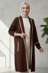 Cepli Uzun Triko Hırka R7065 Kahverengi