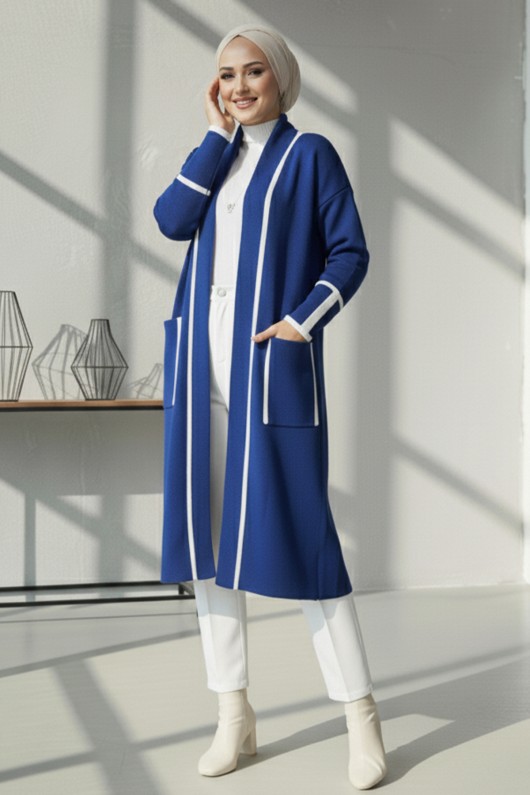 Cepli Uzun Triko Hırka R7065 Lacivert