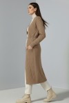 Örgü Desenli Uzun Triko Hırka R2817 Camel