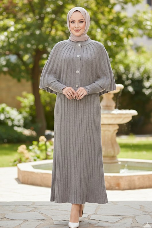 Bolerolu Triko Elbise R4478 Vizon Bolerolu Triko Elbise R4478 Vizon