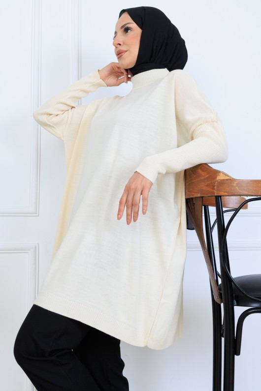 Triko Tunik N7083 Taş Rengi