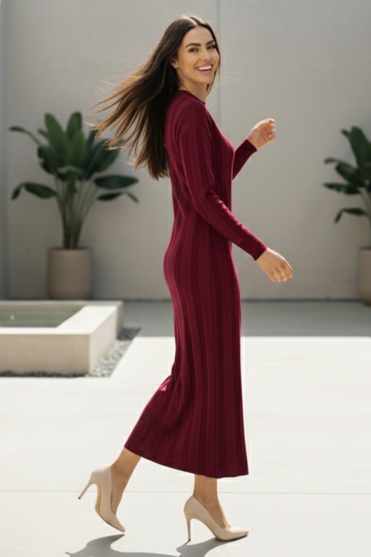 Triko Elbise N7050 Bordo Triko Elbise N7050 Bordo