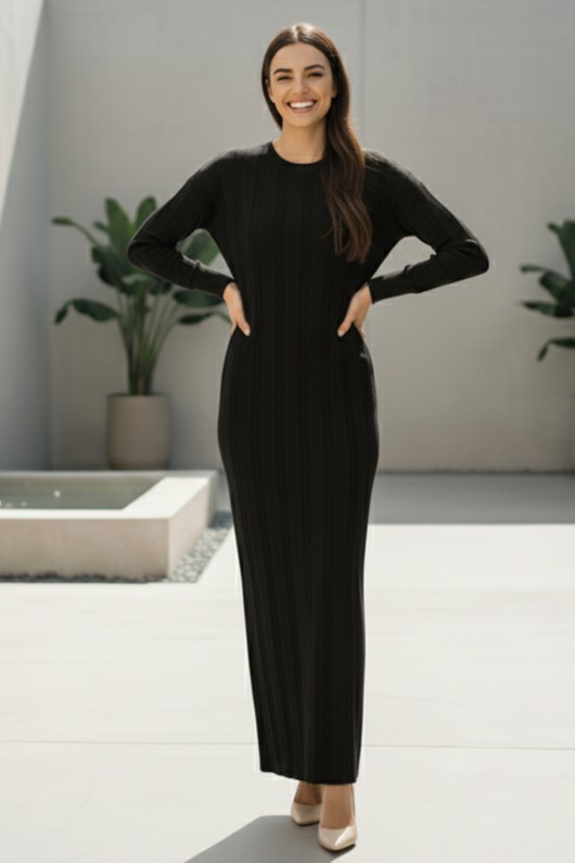 Triko Elbise N7050 Siyah