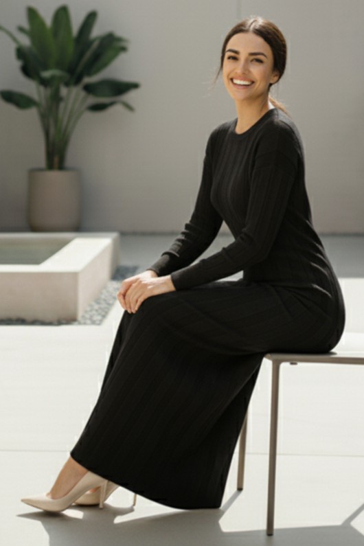 Triko Elbise N7050 Siyah Triko Elbise N7050 Siyah