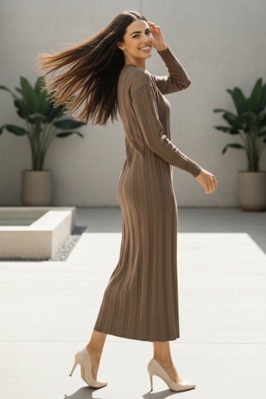 Triko Elbise N7050 Vizon Triko Elbise N7050 Vizon