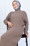 Örgülü Triko Elbise N7074 Vizon Örgülü Triko Elbise N7074 Vizon