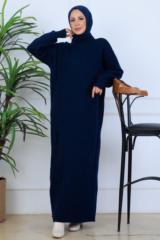 Fitilli Triko Elbise N7080 Lacivert Fitilli Triko Elbise N7080 Lacivert