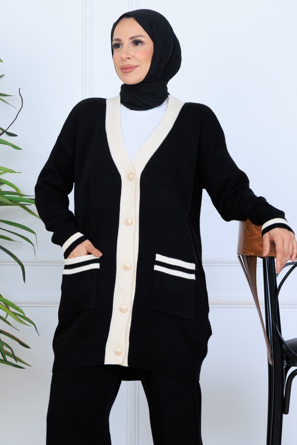 Cepli Triko Takım N7068 Siyah Cepli Triko Takım N7068 Siyah
