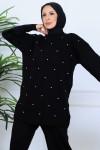 Taşlı Triko Takım N7067 Siyah Taşlı Triko Takım N7067 Siyah