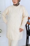 Taşlı Triko Takım N7067 Taş Rengi Taşlı Triko Takım N7067 Taş Rengi