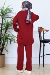 Düğme Detaylı Triko Takım N7064 Bordo