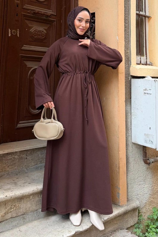 Oyşo Tesettür Elbise Z5711 Kahverengi