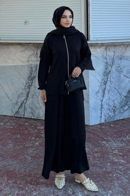 Fermuarlı İkili Takım Z5699 Siyah Fermuarlı İkili Takım Z5699 Siyah