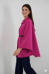 Kemerli Kaşe Panço B9170 Fuşya Kemerli Kaşe Panço B9170 Fuşya