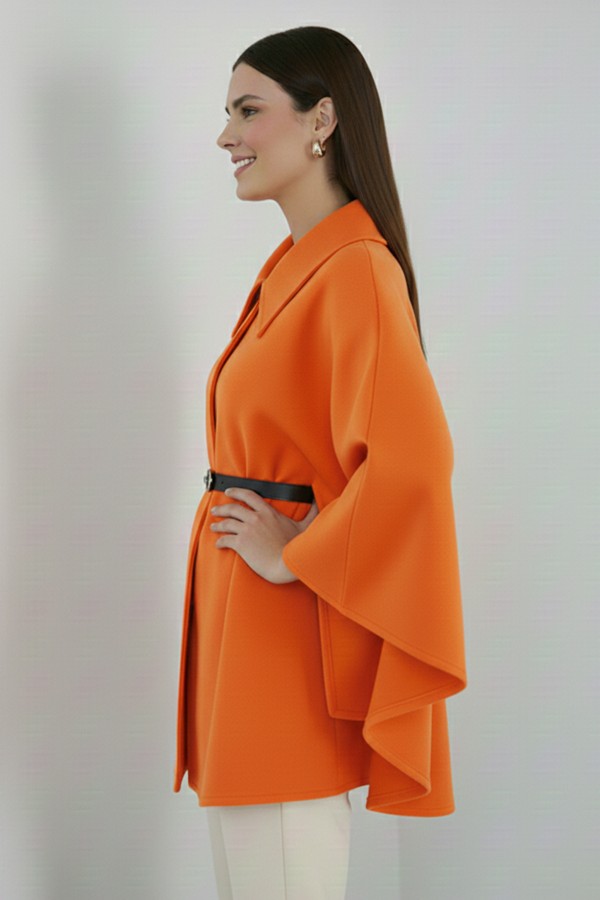 Kemerli Kaşe Panço B9170 Oranj