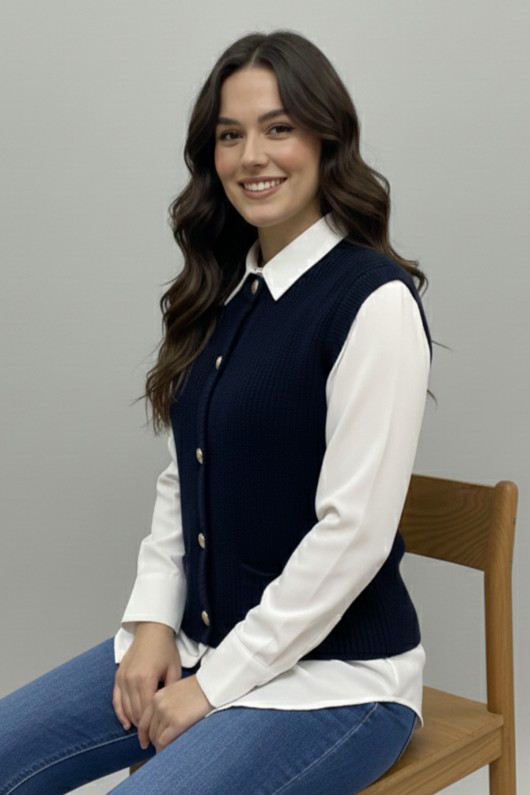 Cepli Triko Yelek N495 Lacivert Cepli Triko Yelek N495 Lacivert