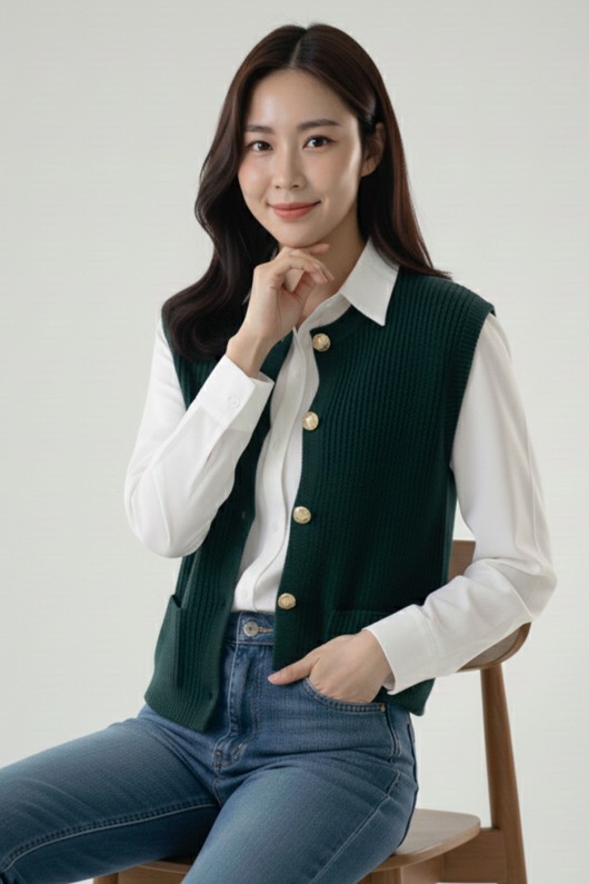 Cepli Triko Yelek N495 Zümrüt Yeşili Cepli Triko Yelek N495 Zümrüt Yeşili