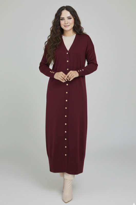 Merserize Uzun Hırka N3250 Mürdüm Merserize Uzun Hırka N3250 Mürdüm