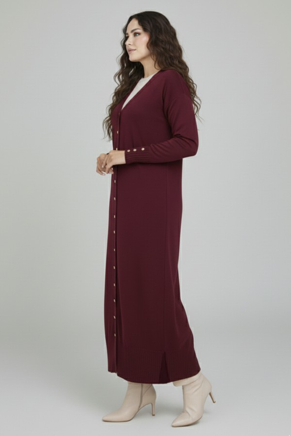 Merserize Uzun Hırka N3250 Mürdüm