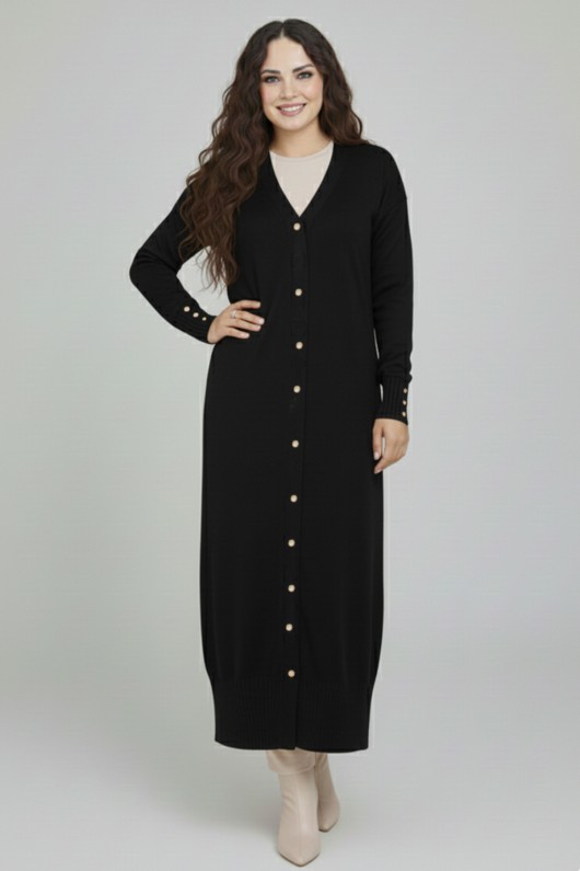 Merserize Uzun Hırka N3250 Siyah Merserize Uzun Hırka N3250 Siyah