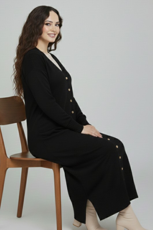 Merserize Uzun Hırka N3250 Siyah