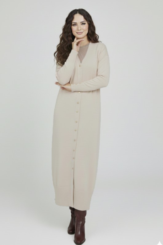 Merserize Uzun Hırka N3250 Taş Rengi Merserize Uzun Hırka N3250 Taş Rengi