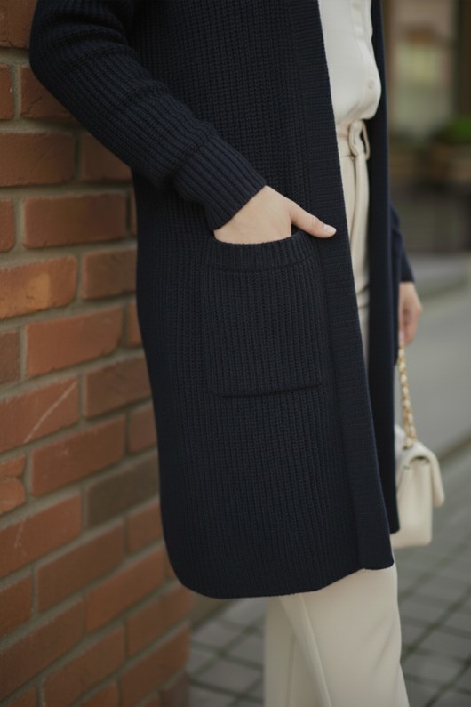 Cepli Triko Hırka R4442 Lacivert Cepli Triko Hırka R4442 Lacivert