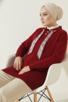 Fularlı Triko Tunik R7178 Bordo Fularlı Triko Tunik R7178 Bordo