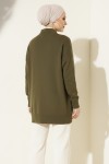 Fularlı Triko Tunik R7178 Haki Fularlı Triko Tunik R7178 Haki