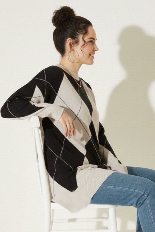 Baklava Desenli Triko R7179 Bej