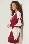 Baklava Desenli Triko R7179 Bordo Baklava Desenli Triko R7179 Bordo