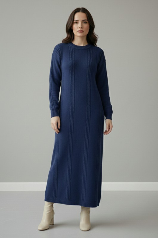 Triko Elbise R10005 İndigo