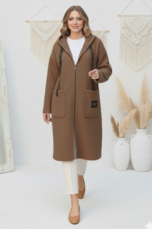 Fermuarlı Peluş Kap Z4739 Vizon