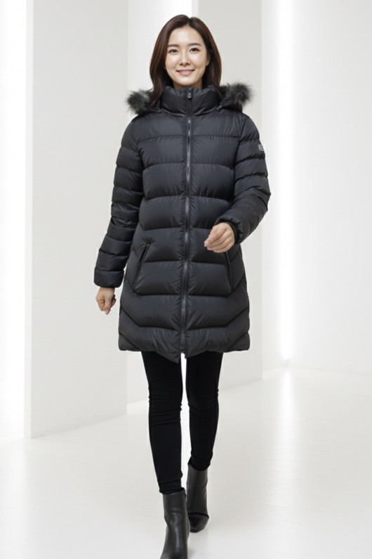 Şapkası Kürklü Mont K9182 Siyah Şapkası Kürklü Mont K9182 Siyah